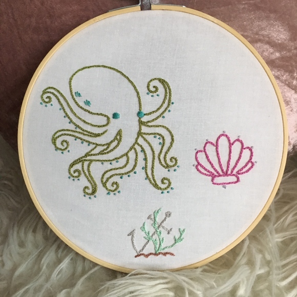 Ocean Creatures Handmade Embroidery Wall Hanging - Picture 4 of 5